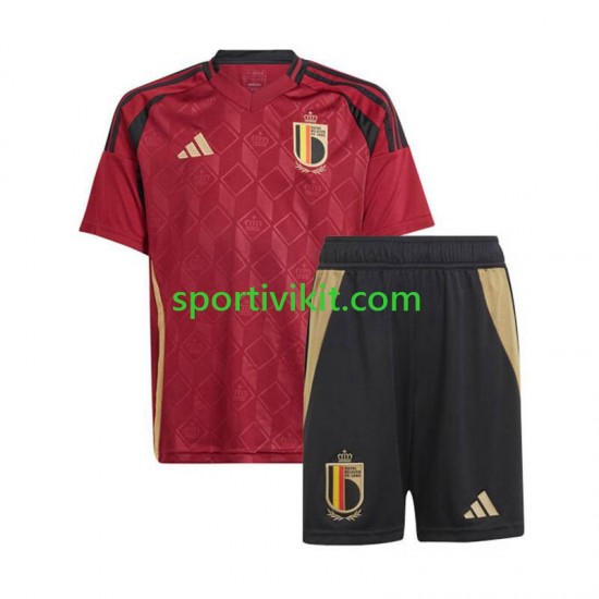 Completo da calcio Bambini Belgio Maglia Prima Euro 2024 Manica Corta Completo da calcio Bambini Belgio Maglia Prima Euro 2024 Manica Corta