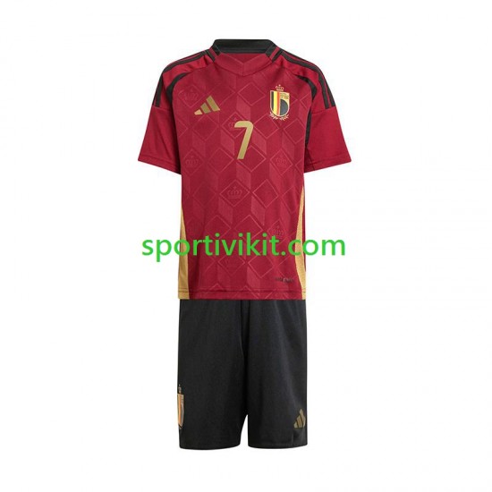 Completo da calcio Bambini Belgio De Bruyne 7 Maglia Prima Euro 2024 Manica Corta