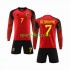 Completo da calcio Bambini Belgio De Bruyne 7 Maglia Prima Coppa del Mondo 2022 Manica Lunga