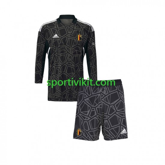 Completo da calcio Bambini Belgio Portiere Maglia Prima Coppa del Mondo 2022 Manica Lunga