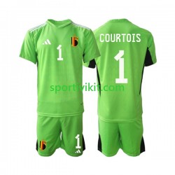 Completo da calcio Bambini Belgio Portiere Courtois 1 2021-2022 Maglia Prima Manica Corta