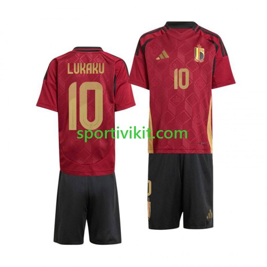 Completo da calcio Bambini Belgio Romelu Lukaku 10 Maglia Prima Euro 2024 Manica Corta Completo da calcio Bambini Belgio Romelu Lukaku 10 Maglia Prima Euro 2024 Manica Corta