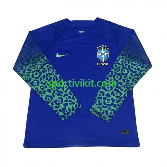 Brasile Uomo Maglia Seconda Coppa del Mondo 2022 Manica Lunga Brasile Uomo Maglia Seconda Coppa del Mondo 2022 Manica Lunga