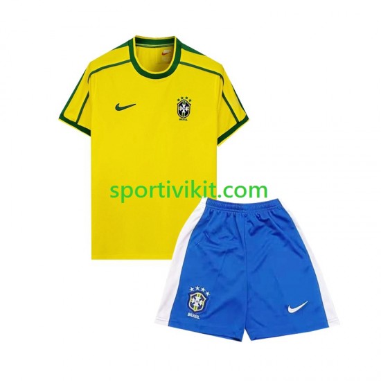 Completo da calcio Bambini Brasile Retro 1998 Maglia Prima Manica Corta