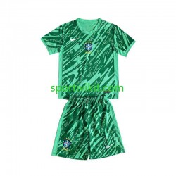 Completo da calcio Bambini Brasile Portiere Verde Maglia Terza 2024 Manica Corta