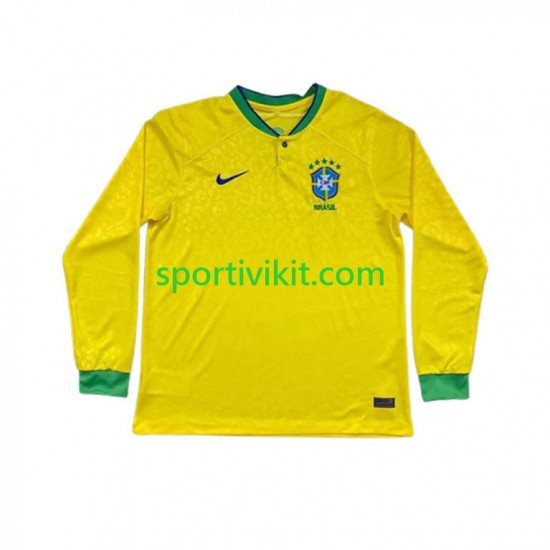 Brasile Uomo Maglia Prima Coppa del Mondo 2022 Manica Lunga