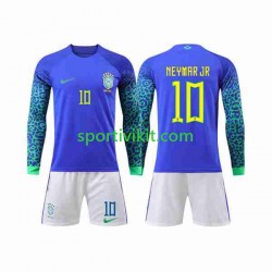 Completo da calcio Bambini Brasile Neymar Jr 10 Maglia Seconda Coppa del Mondo 2022 Manica Lunga