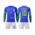Completo da calcio Bambini Brasile Neymar Jr 10 Maglia Seconda Coppa del Mondo 2022 Manica Lunga