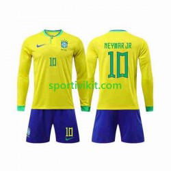 Completo da calcio Bambini Brasile Neymar Jr 10 Maglia Prima Coppa del Mondo 2022 Manica Lunga