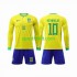 Completo da calcio Bambini Brasile Neymar Jr 10 Maglia Prima Coppa del Mondo 2022 Manica Lunga