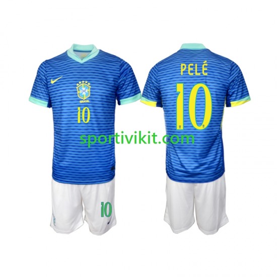 Completo da calcio Bambini Brasile PELE 10 Maglia Seconda 2024 Manica Corta Completo da calcio Bambini Brasile PELE 10 Maglia Seconda 2024 Manica Corta
