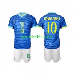Completo da calcio Bambini Brasile Ronaldinho 10 Maglia Seconda 2024 Manica Corta