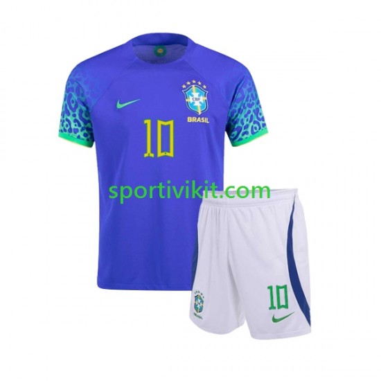 Completo da calcio Bambini Brasile Ronaldinho 10 Maglia Seconda Coppa del Mondo 2022 Manica Corta