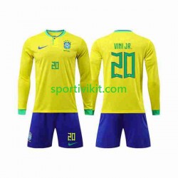 Completo da calcio Bambini Brasile Vinicius Junior 20 Maglia Prima Coppa del Mondo 2022 Manica Lunga