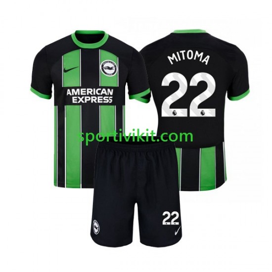 Completo da calcio Bambini Brighton Hove Albion Mitoma 22 Maglia Seconda 2023-2024 Manica Corta Completo da calcio Bambini Brighton Hove Albion Mitoma 22 Maglia Seconda 2023-2024 Manica Corta