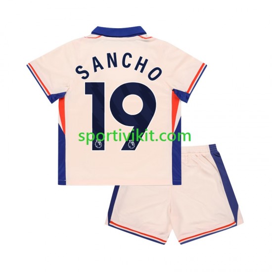 Completo da calcio Bambini Chelsea Jadon Sancho 19 Maglia Seconda 2024-2025 Manica Corta Completo da calcio Bambini Chelsea Jadon Sancho 19 Maglia Seconda 2024-2025 Manica Corta