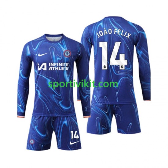 Completo da calcio Bambini Chelsea Joao Felix 14 Maglia Prima 2024-2025 Manica Lunga Completo da calcio Bambini Chelsea Joao Felix 14 Maglia Prima 2024-2025 Manica Lunga