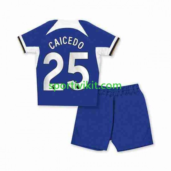 Completo da calcio Bambini Chelsea Moises Caicedo 25 Maglia Prima 2023-2024 Manica Corta Completo da calcio Bambini Chelsea Moises Caicedo 25 Maglia Prima 2023-2024 Manica Corta