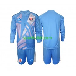 Completo da calcio Bambini Costa Rica Portiere Blu Maglia Prima 2024 Manica Lunga