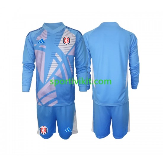 Completo da calcio Bambini Costa Rica Portiere Blu Maglia Prima 2024 Manica Lunga Completo da calcio Bambini Costa Rica Portiere Blu Maglia Prima 2024 Manica Lunga