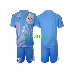 Completo da calcio Bambini Costa Rica Portiere Blu Maglia Prima 2024 Manica Corta