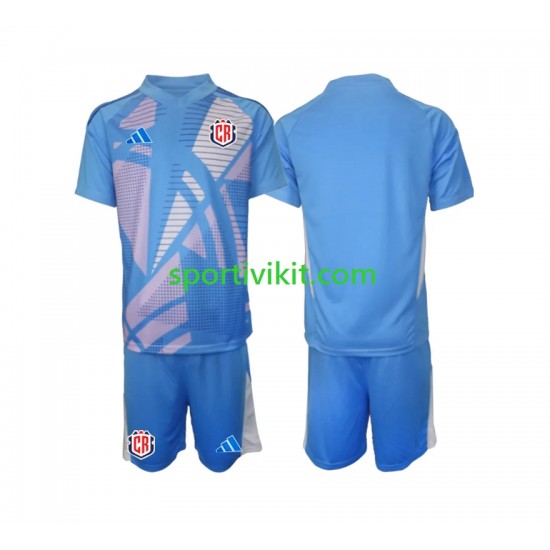 Completo da calcio Bambini Costa Rica Portiere Blu Maglia Prima 2024 Manica Corta