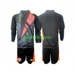 Completo da calcio Bambini Costa Rica Portiere Nero Maglia Terza 2024 Manica Lunga