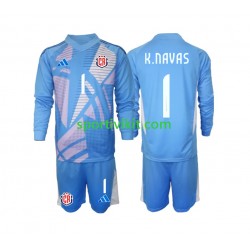 Completo da calcio Bambini Costa Rica Portiere Keylor Navas 1 Blu Maglia Prima 2024 Manica Lunga