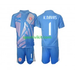 Completo da calcio Bambini Costa Rica Portiere Keylor Navas 1 Blu Maglia Prima 2024 Manica Corta