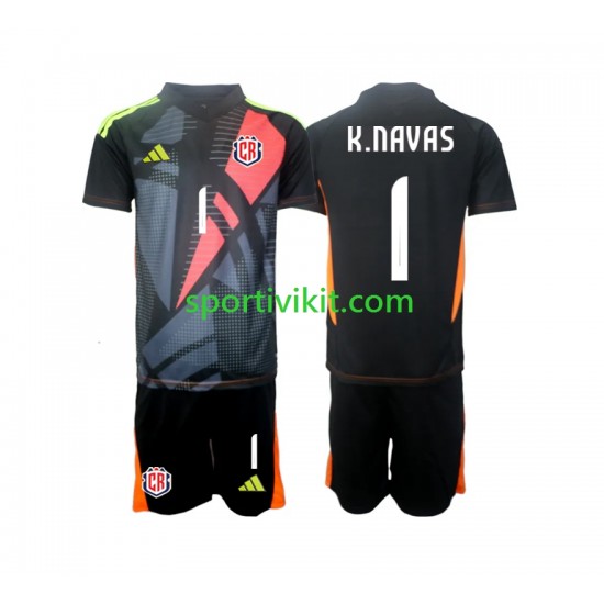 Completo da calcio Bambini Costa Rica Portiere Keylor Navas 1 Nero Maglia Terza 2024 Manica Corta Completo da calcio Bambini Costa Rica Portiere Keylor Navas 1 Nero Maglia Terza 2024 Manica Corta