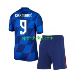 Completo da calcio Bambini Croazia Andrej Kramaric 9 Maglia Seconda Euro 2024 Manica Corta