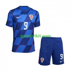 Completo da calcio Bambini Croazia Andrej Kramaric 9 Maglia Seconda Euro 2024 Manica Corta