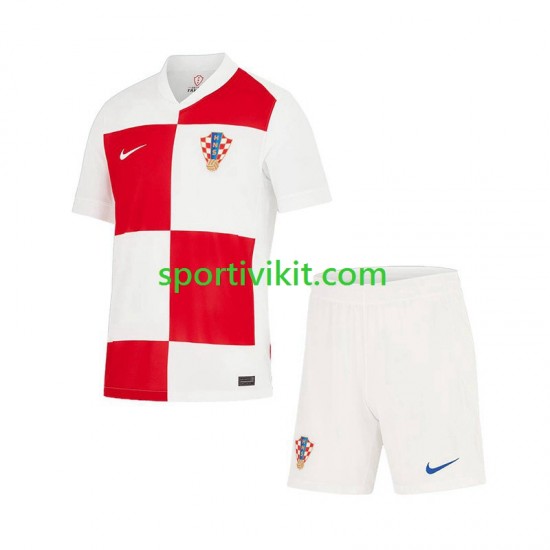 Completo da calcio Bambini Croazia Maglia Prima Euro 2024 Manica Corta Completo da calcio Bambini Croazia Maglia Prima Euro 2024 Manica Corta