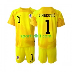 Completo da calcio Bambini Croazia Portiere Dominik Livakovic 1 Maglia Prima Coppa del Mondo 2022 Manica Corta