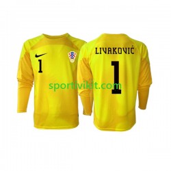 Croazia Portiere Dominik Livakovic 1 Uomo Maglia Prima Coppa del Mondo 2022 Manica Lunga