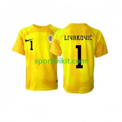 Croazia Portiere Dominik Livakovic 1 Uomo Maglia Prima Coppa del Mondo 2022 Manica Corta