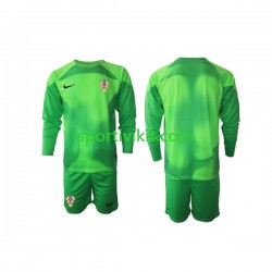 Completo da calcio Bambini Croazia Portiere Maglia Seconda Coppa del Mondo 2022 Manica Lunga
