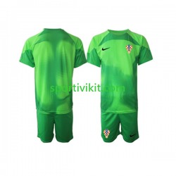 Completo da calcio Bambini Croazia Portiere Maglia Seconda Coppa del Mondo 2022 Manica Corta