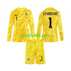 Completo da calcio Bambini Croazia Portiere DOMINIK LIVAKOVIC 1 Maglia Prima Euro 2024 Manica Lunga