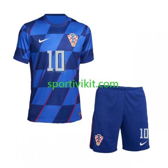 Completo da calcio Bambini Croazia Modrić Luca 10 Maglia Seconda Euro 2024 Manica Corta
