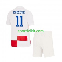 Completo da calcio Bambini Croazia Marcelo Brozovic 11 Maglia Prima Euro 2024 Manica Corta