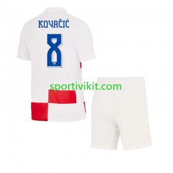 Completo da calcio Bambini Croazia Mateo Kovacic 8 Maglia Prima Euro 2024 Manica Corta