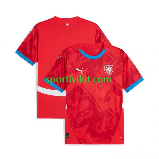 Repubblica Ceca Rosso Uomo Maglia Prima Euro 2024 Manica Corta