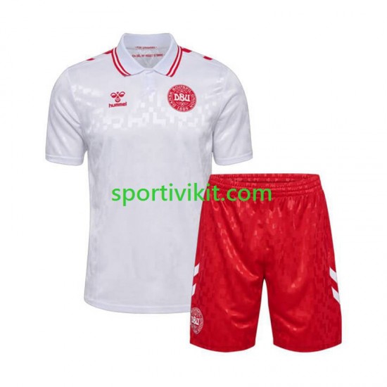 Completo da calcio Bambini Danimarca Maglia Seconda Euro 2024 Manica Corta
