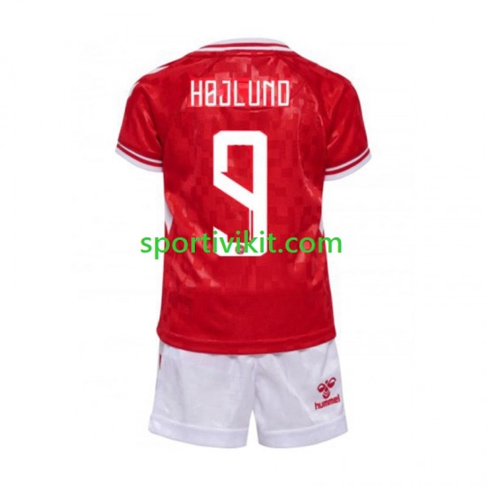 Completo da calcio Bambini Danimarca Hojlund 9 Maglia Prima Euro 2024 Manica Corta