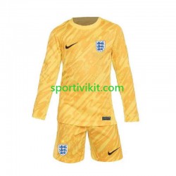 Completo da calcio Bambini Inghilterra Portiere Giallo Maglia Seconda Euro 2024 Manica Lunga