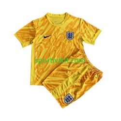 Completo da calcio Bambini Inghilterra Portiere Giallo Maglia Seconda Euro 2024 Manica Corta