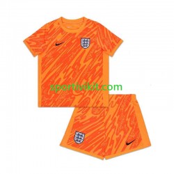 Completo da calcio Bambini Inghilterra Portiere Arancia Maglia Prima Euro 2024 Manica Corta