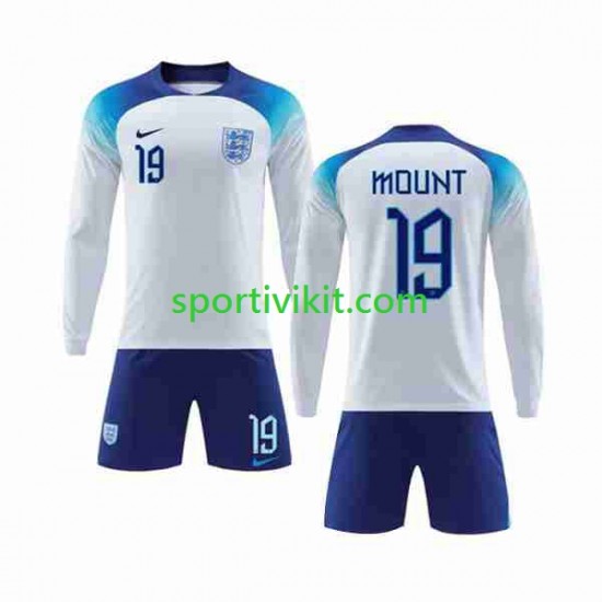 Completo da calcio Bambini Inghilterra Mount 19 Maglia Prima Coppa del Mondo 2022 Manica Lunga