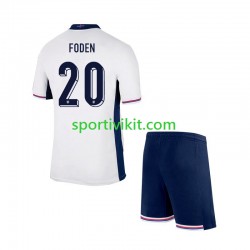 Completo da calcio Bambini Inghilterra Phil Foden 20 Maglia Prima Euro 2024 Manica Corta
